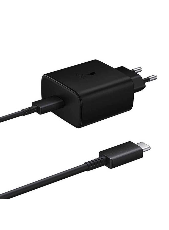 سامسونج محول الشحن السريع للسفر بمنفذ USB-C وقدرة 45 وات مع كابل USB-C سريع أسود  - Image 1