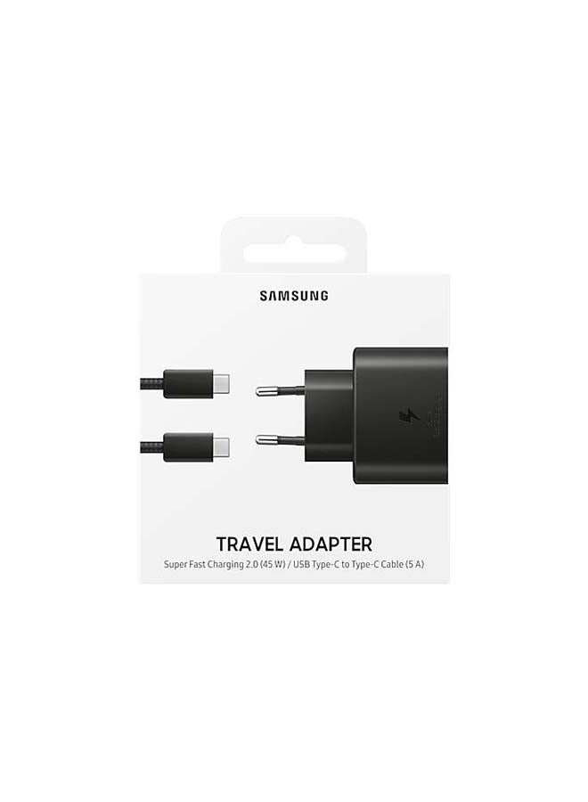 سامسونج محول الشحن السريع للسفر بمنفذ USB-C وقدرة 45 وات مع كابل USB-C سريع أسود  - Image 5