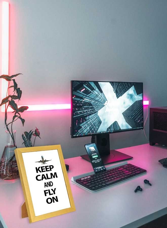 لوحة فنية للحائط تحافظ على هدوئك وتطير ذهبي/أبيض/أسود 23x33سم - Image 2