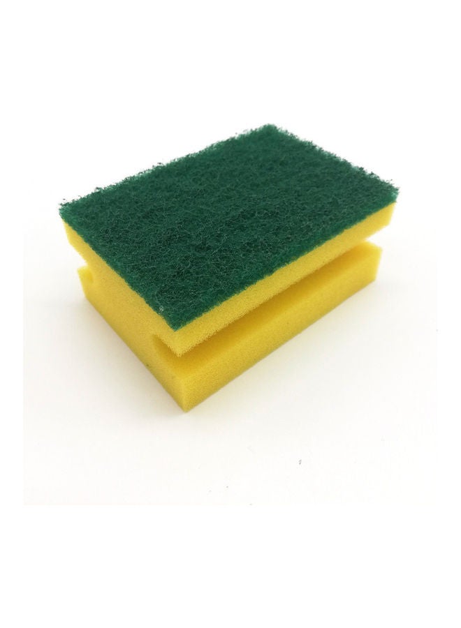 4-Piece Double Sided Dish Wash Sponge With Scourer Yellow/Green 28cm