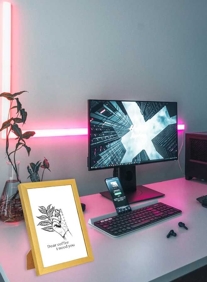 لوحة فنية جدارية بعنوان القهوة العزيزة التي أحتاجها ذهبي/أبيض/أسود 23x33سم - Image 2