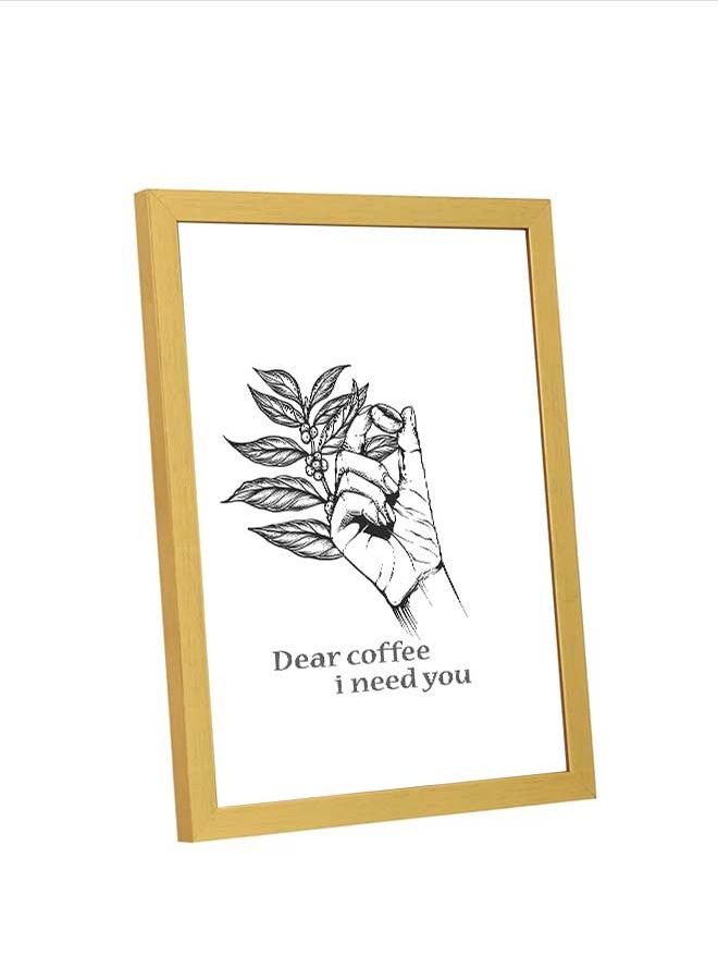 لوحة فنية جدارية بعنوان القهوة العزيزة التي أحتاجها ذهبي/أبيض/أسود 23x33سم - Image 4