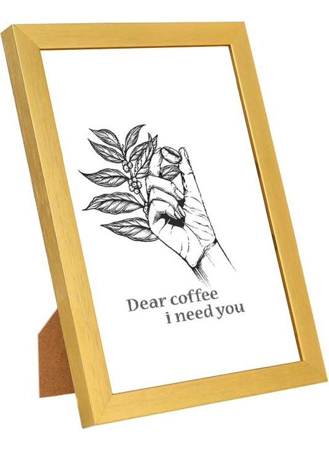 لوحة فنية جدارية بعنوان القهوة العزيزة التي أحتاجها ذهبي/أبيض/أسود 23x33سم - Image 1