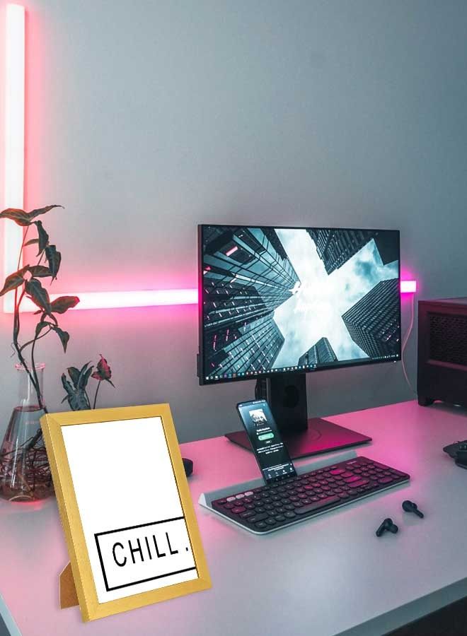 لوحة فنية جدارية بإطار بارد ذهبي/أبيض/أسود 23x33سم - Image 2