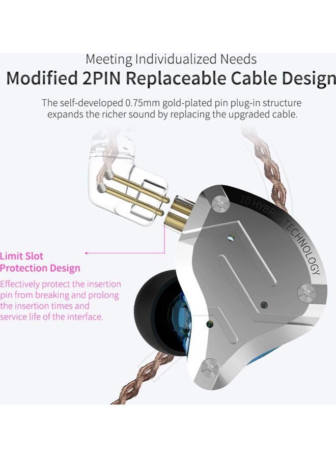 KZ - 3.5mm Wired In-ear Headphones Hybrid HiFi Music Earphone Multicolour - Image 1