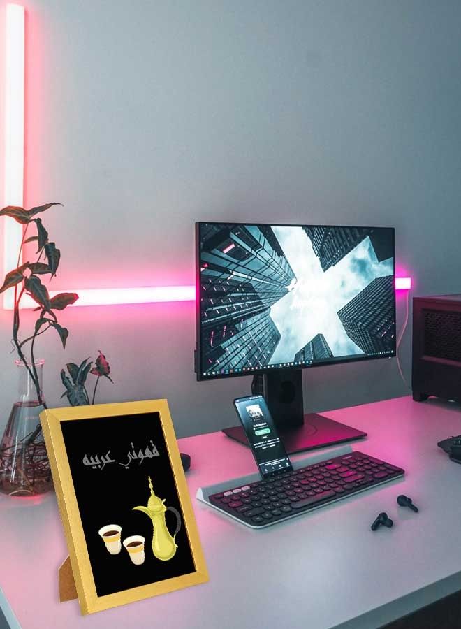 لوحة فنية لديكور الحائط بإطار خشبي بتصميم قهوة عربية سوداء متعدد الألوان 23 x 33سم - Image 2