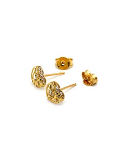 Gold Zone 18K Real Gold Small 2 Side Heart Earring Set  - Image 1
