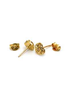 Gold Zone 18K Real Gold Small 2 Side Heart Earring Set  - Image 2