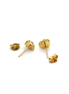 Gold Zone 18K Real Gold Small 2 Side Heart Earring Set  - Image 3