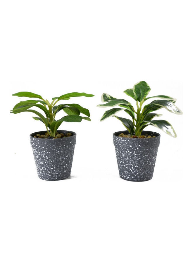 DRAMA HOME 2-Piece Artificial Potted Plant Multicolour 18 x 18 x 9cm  - Image 1