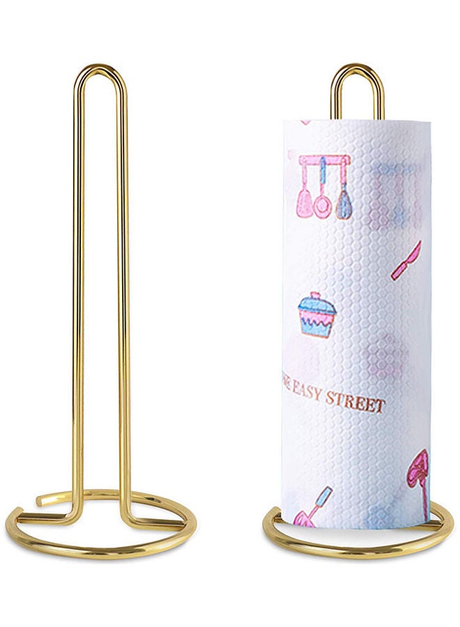 2-Piece Freestanding Paper Towel Roll Holder Gold 13x32x3.6cm - Image 1