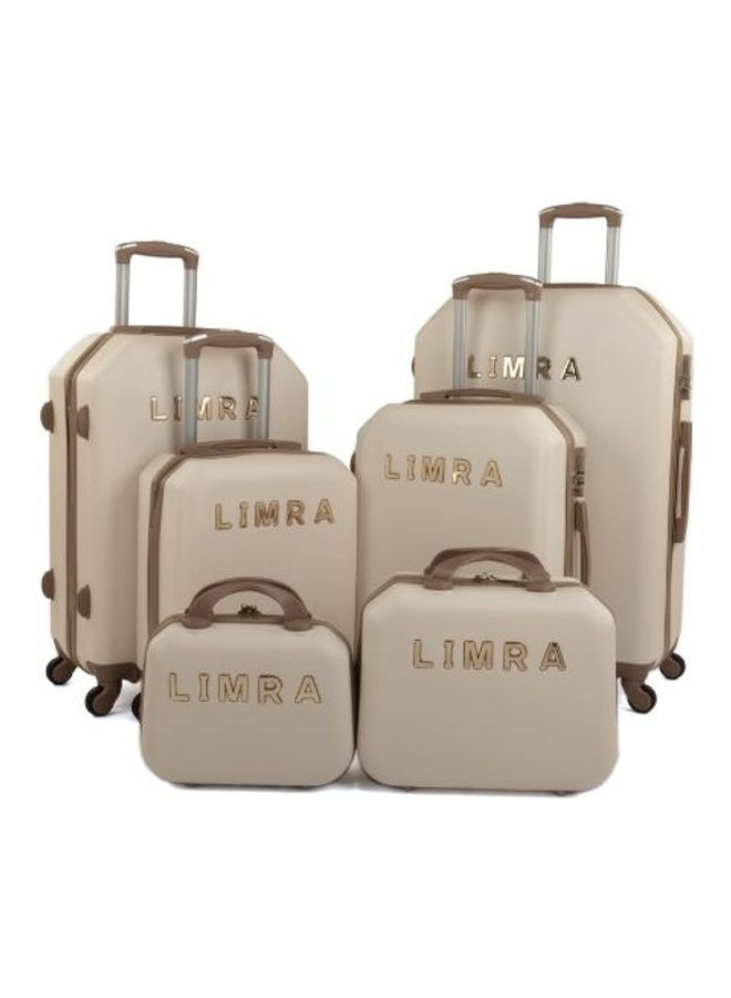 ليمرا مجموعة حقائب أمتعة بعجلات من 6 قطع بيج / الذهب - Image 1