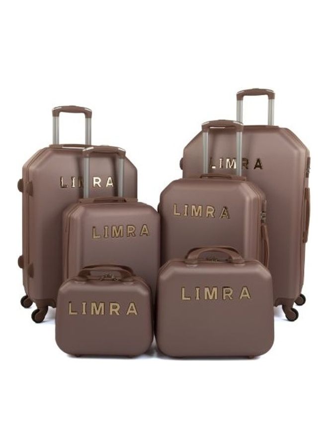 ليمرا مجموعة حقائب أمتعة بعجلات من 6 قطع ذهبي وردي - Image 1