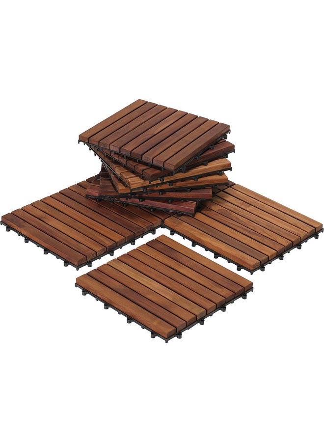 لينجوي بلاط أرضيات خشبي متشابك من 10 قطع بني 30x30x3سم  - Image 3