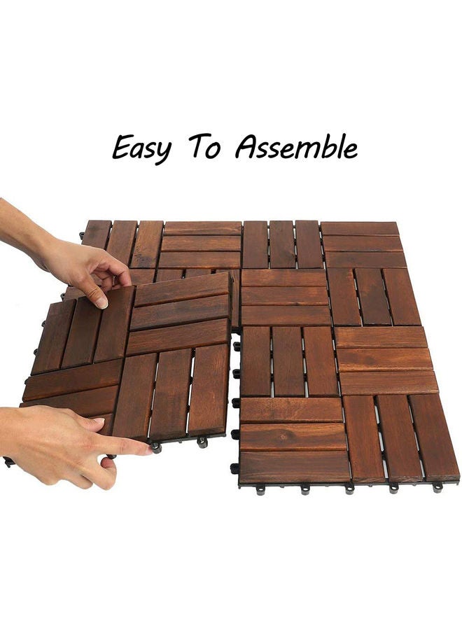 LINGWEI 10-Piece Wood Interlocking Floor Tiles Brown 30x30x3cm - Image 5