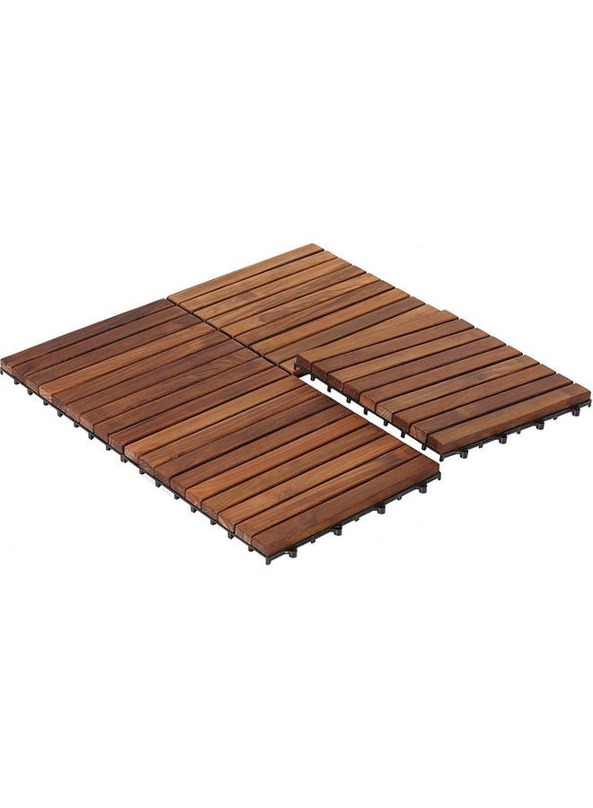 لينجوي بلاط أرضيات خشبي متشابك من 10 قطع بني 30x30x3سم  - Image 2
