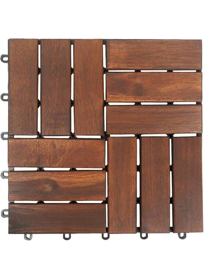 LINGWEI 10-Piece Wood Interlocking Floor Tiles Brown 30x30x3cm - Image 1