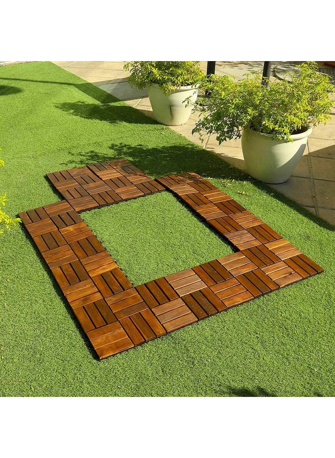 LINGWEI 10-Piece Wood Interlocking Floor Tiles Brown 30x30x3cm - Image 2