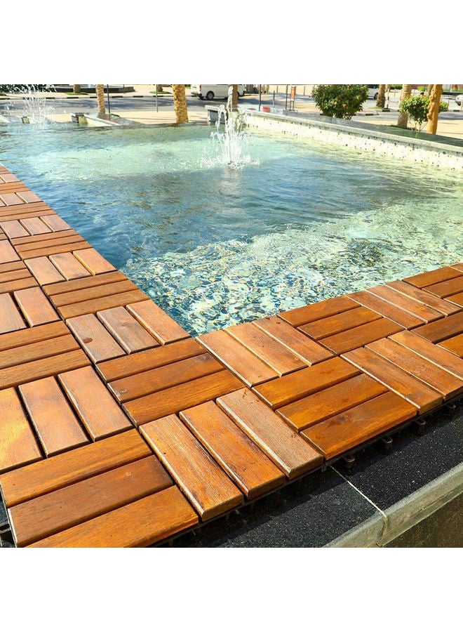 LINGWEI 10-Piece Wood Interlocking Floor Tiles Brown 30x30x3cm - Image 3