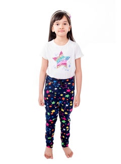 Miss London Drawstring Detail Printed Pyjama Blue  - Image 1