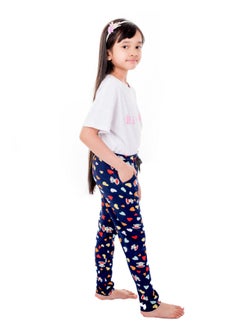 Miss London Drawstring Detail Printed Pyjama Blue  - Image 4