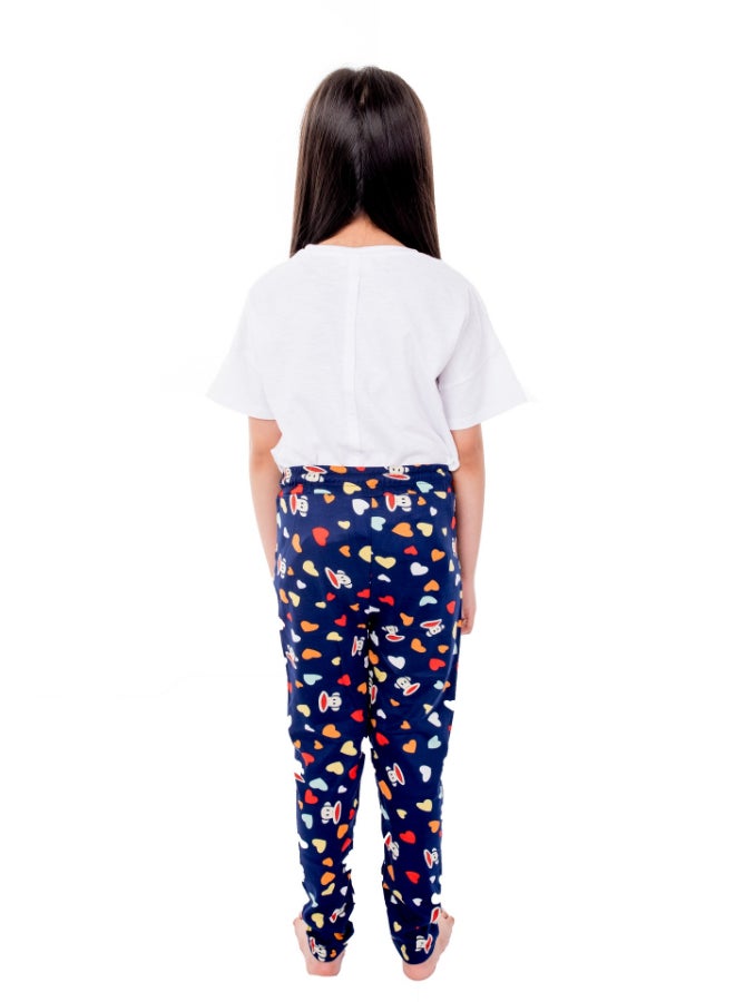 Miss London - Drawstring Detail Printed Pyjama Blue - Image 1