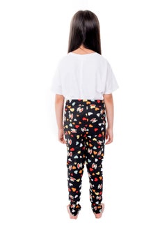 Miss London Drawstring Detail Printed Pyjama Black  - Image 2