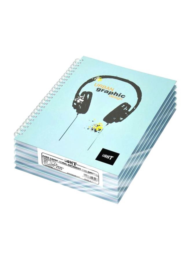 إف اي أس  طقم دفاتر ملاحظات حلزوني بغلاف صلب مكون من 5 قطع أسود/أزرق - Image 1