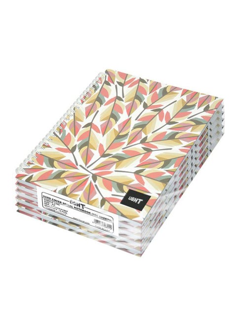 5-Piece A4 Light Spiral Hard Cover Notebook Set, 100 Pages Multicolour