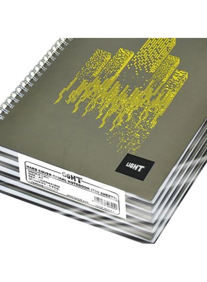 إف اي أس  دفتر ملاحظات خفيف بسلك وغلاف صلب مقاس A5 من 5 قطع، من 100 صفحة رمادي / أصفر - Image 4