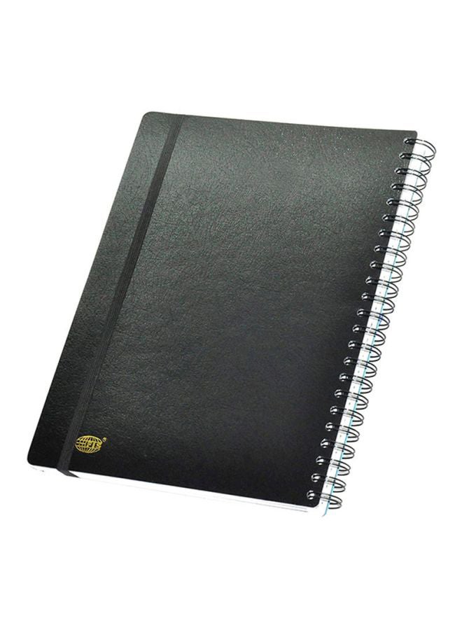 إف اي أس  دفتر ملاحظات بسلك وغلاف صلب مقسم إلى 5 أقسام مقاس A4 ومزود برباط مطاطي ومكون من 200 صفحة أسود/أزرق - Image 2
