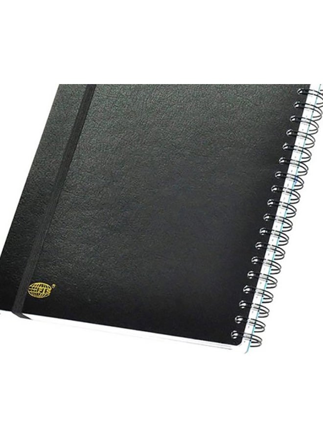 إف اي أس  دفتر ملاحظات بسلك وغلاف صلب مقسم إلى 5 أقسام مقاس A4 ومزود برباط مطاطي ومكون من 200 صفحة أسود/أزرق - Image 5