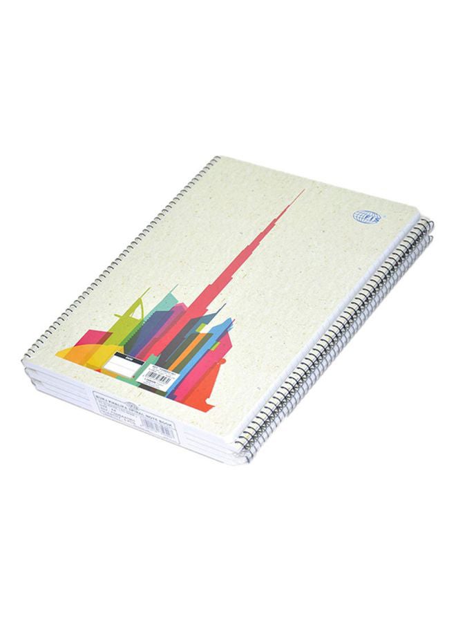 FIS 5-Piece A4 Burj Khalifa Printed Spiral Bounded Notebook, 70 Pages White/Blue/Pink - Image 1