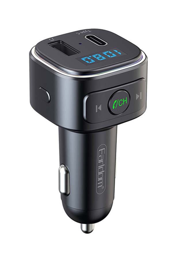 Earldom Bluetooth FM Transmitter Fast Car Charger Black - Image 1