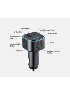 Earldom Bluetooth FM Transmitter Fast Car Charger Black  - Image 2