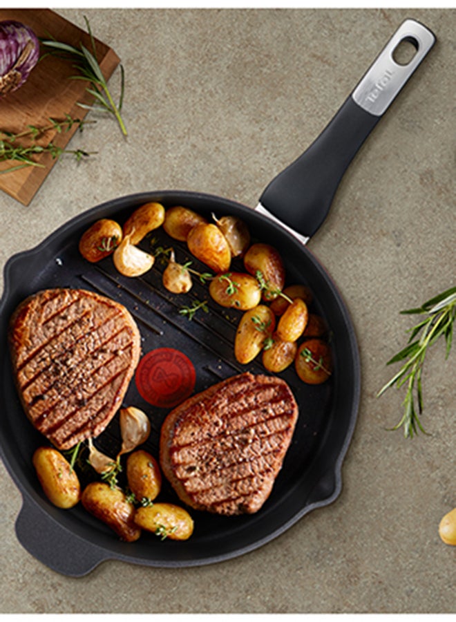 Tefal - Cast Aluminum G6 Unlimited Round Grill Pan With Pouring Edges Black - Image 1