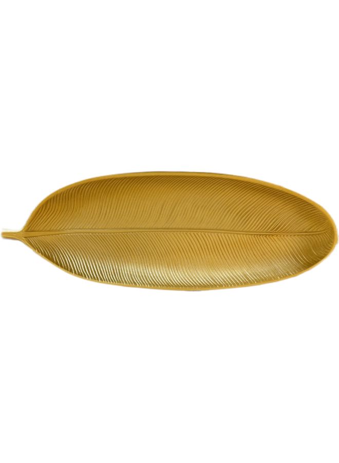 صينية فاخرة على شكل ورقة شجر ذهبي 40x14.5سم - Image 1