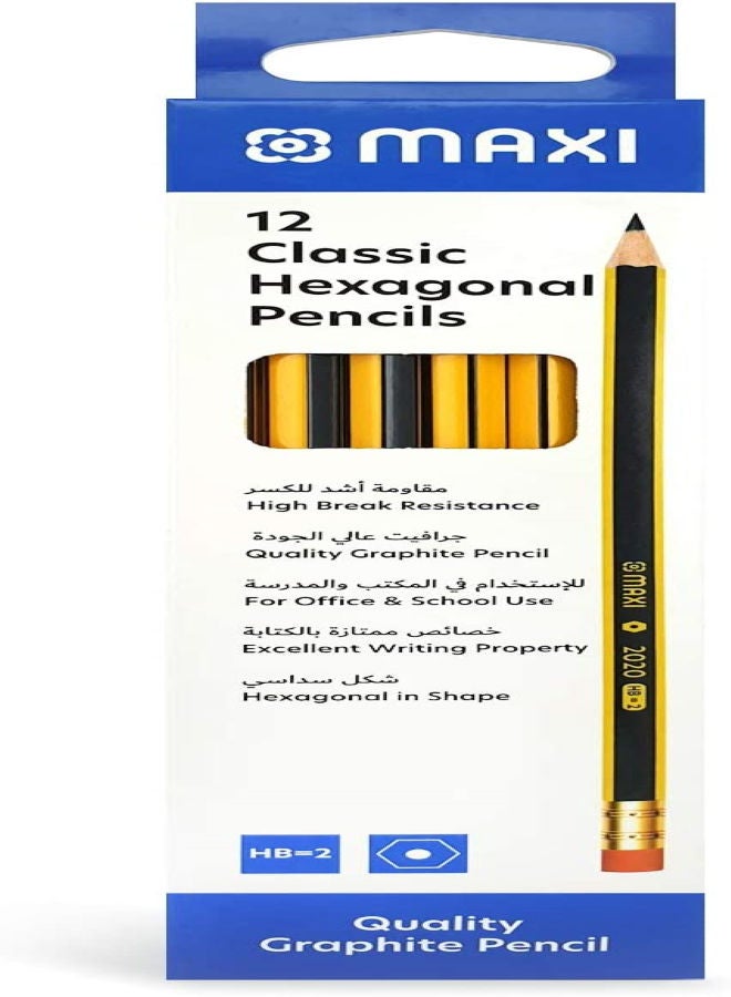 Maxi 12-Piece HB Pencil Black/Yellow - Image 2
