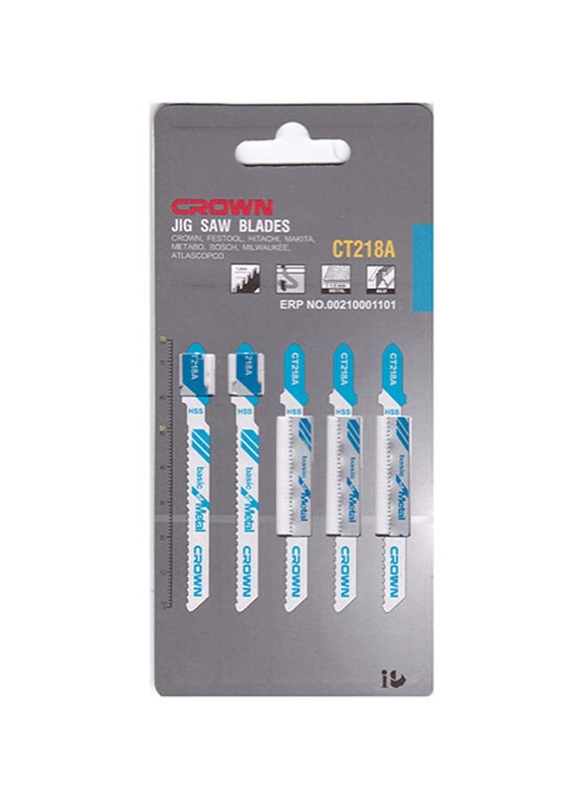 Crown CT218A 5-Piece Jig Saw Blade For Metal White/Blue 76 x 1.2mm White/Blue 76 x 1.2mm - Image 2