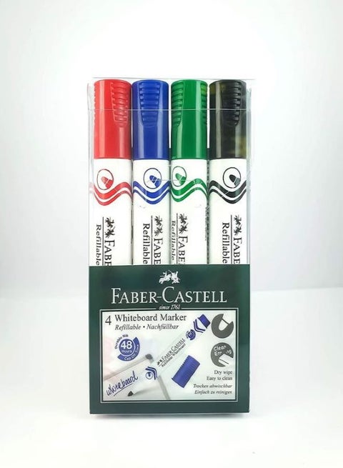 4-Piece Refillable Whiteboard Marker Multicolour