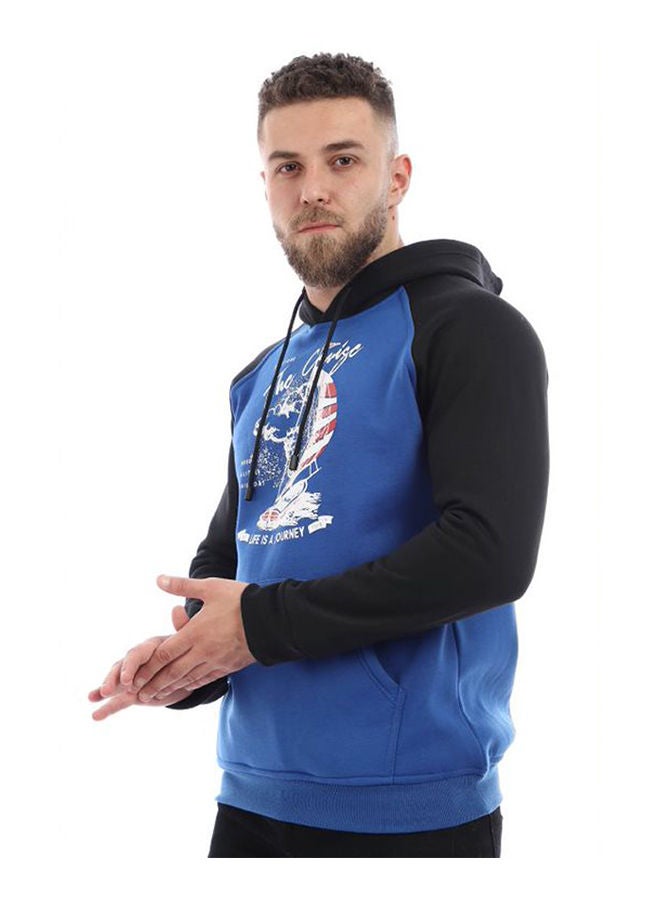 Caesar - Printed Hooded Neck Hoodie Andigo - Image 1