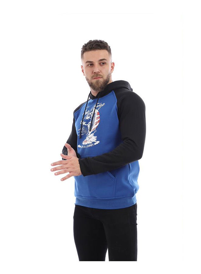 Caesar - Printed Hooded Neck Hoodie Andigo - Image 1