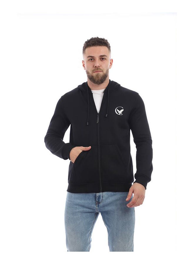 Caesar - Printed Hooded Neck Hoodie Black - Image 1