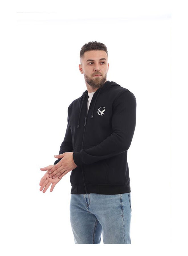 Caesar - Printed Hooded Neck Hoodie Black - Image 1