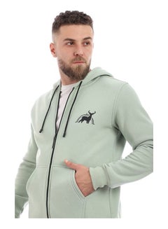 Caesar Printed Hooded Neck Hoodie Green  - Image 3
