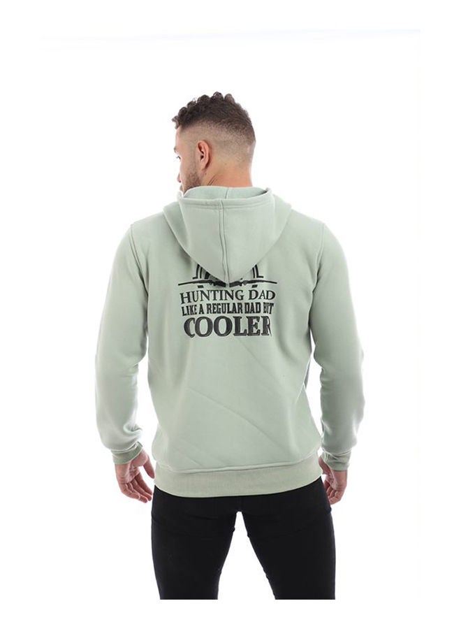 Caesar - Printed Hooded Neck Hoodie Green - Image 1