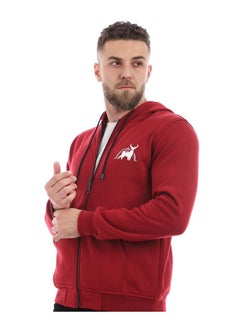 Caesar Printed Hooded Neck Hoodie Burgundy  - Image 3