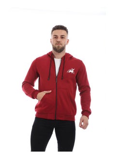 Printed Hooded Neck Hoodie Burgundy