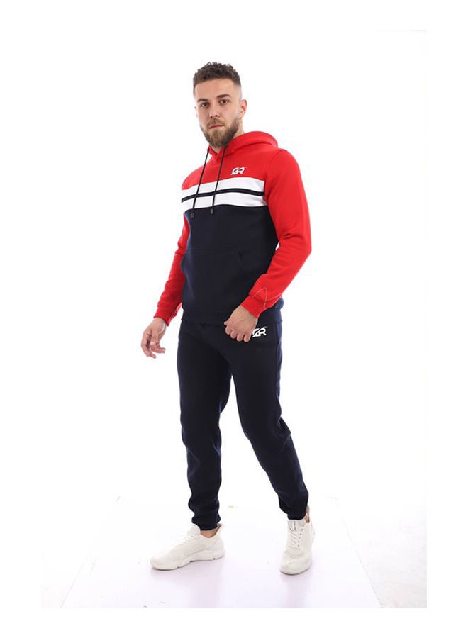 Caesar - Colour Blocked Hooded Neck Tracksuit Sets Red - Image 1