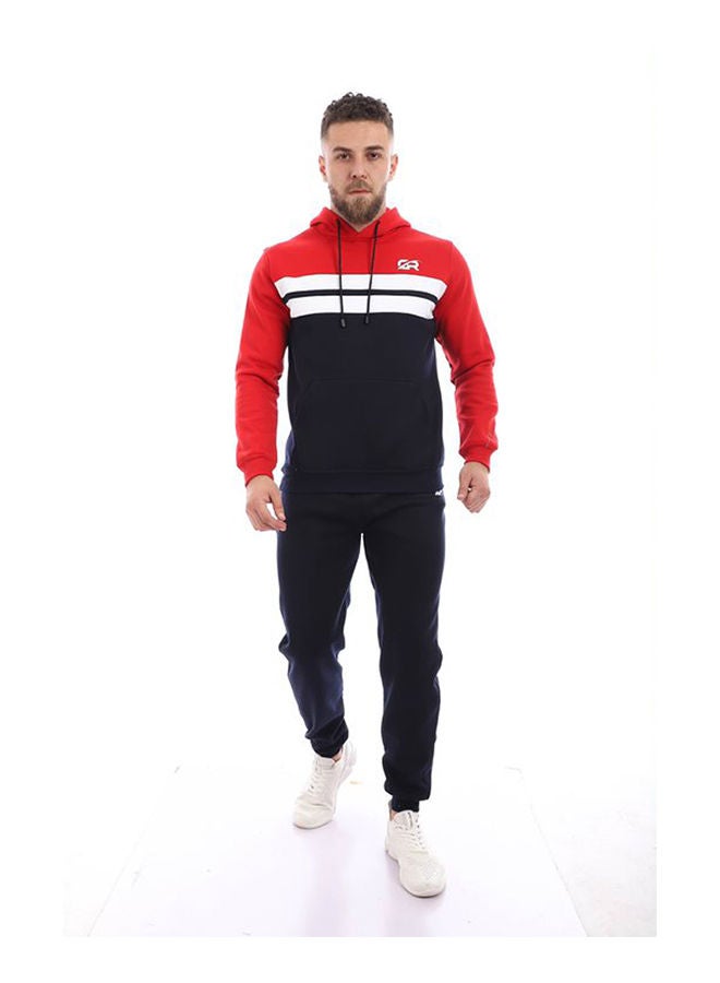 Caesar - Colour Blocked Hooded Neck Tracksuit Sets Red - Image 1